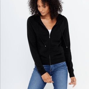 State Cashmere Black Full Zip Hoodie Sweater XL
